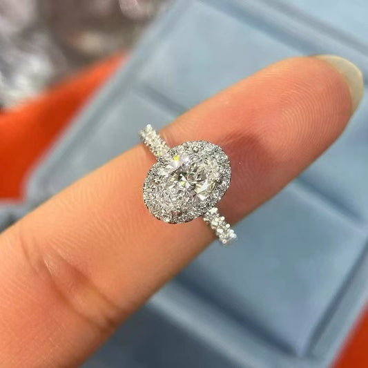 Luxury 1.5 Carat Oval Cut Pigeon Egg Zirconia Solitaire Statement Ring