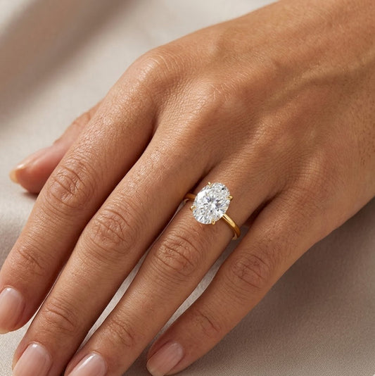 4.5 Carat Oval Cut Moissanite Solitaire Engagement Ring in 14K Gold