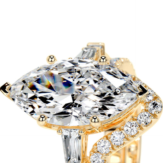 5 carat marquise cut moissanite bridal set with stackable curved band in 18K gold plated silver