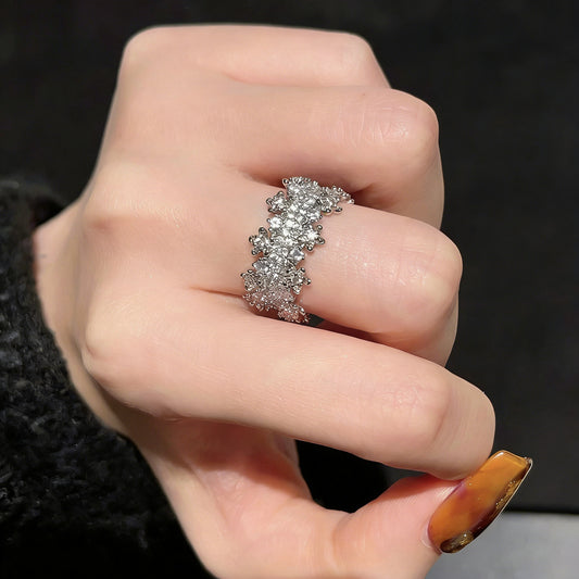 Irregular Open Ring with Sparkling Stars