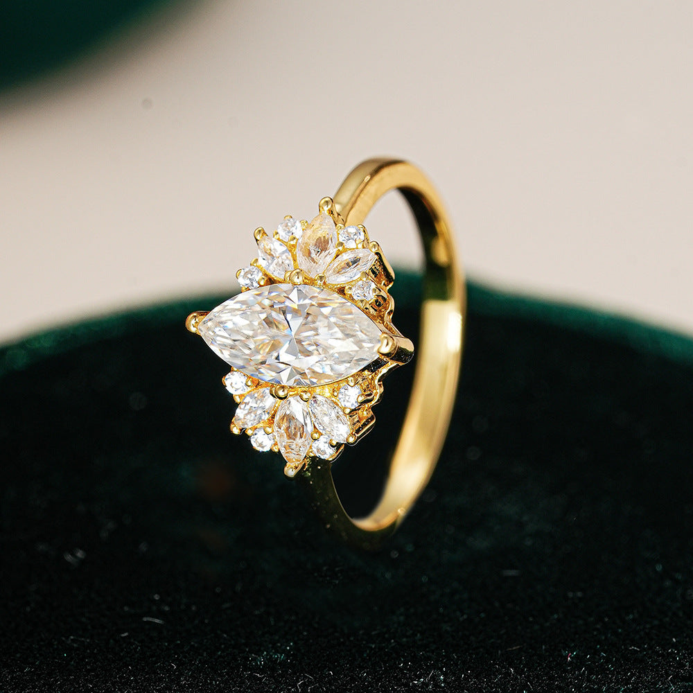 S925 Silver Rhombus 1CT Moissanite Ring