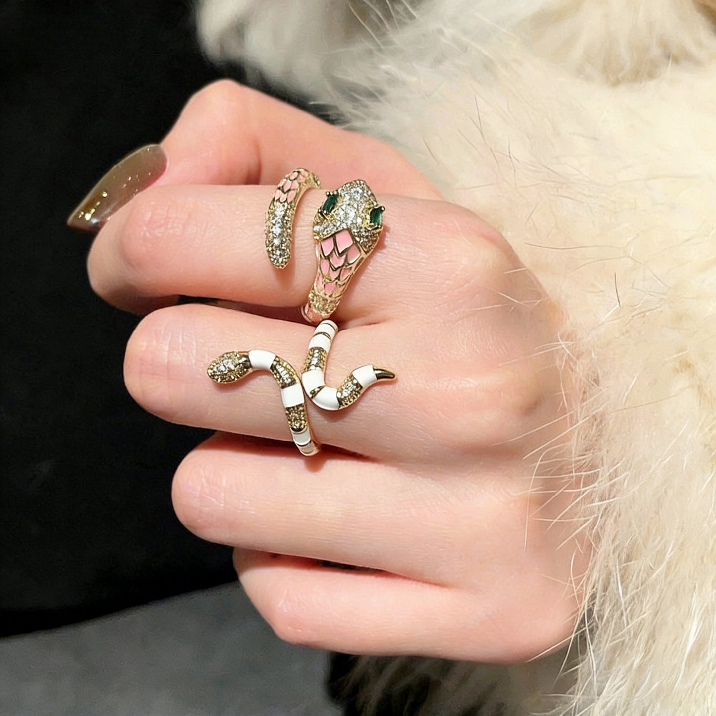 Spirit Snake Glazed Gemstone Ring