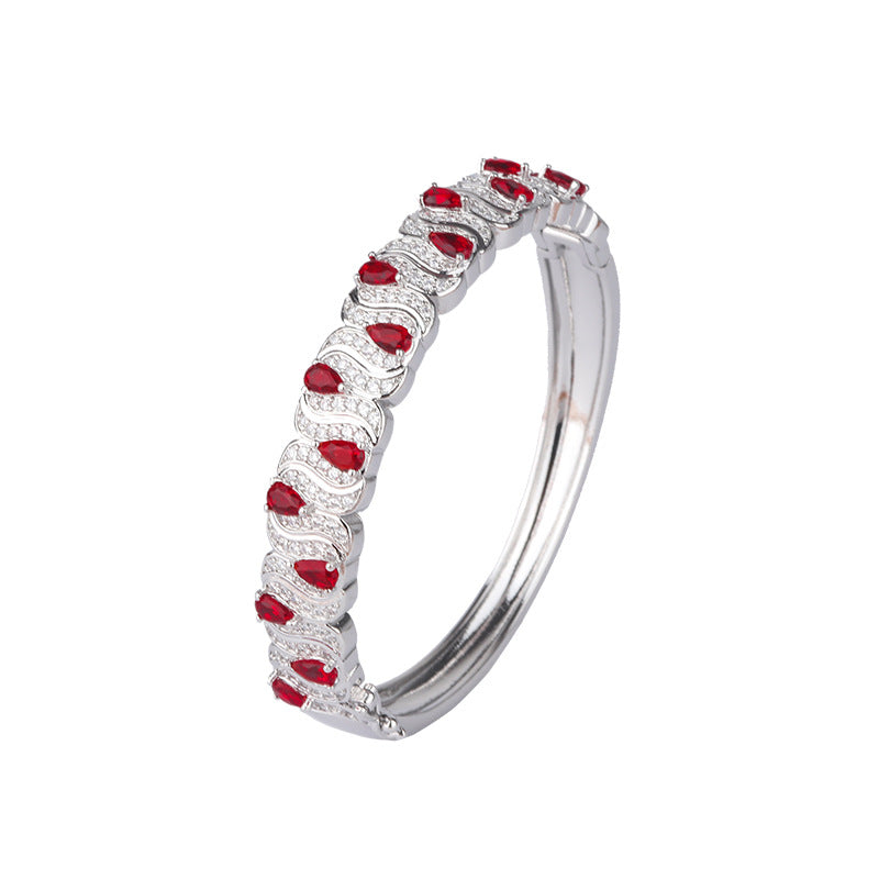 Modern Silver Layered Geometric Cuff Bracelet with Sparkling Zircon Accents and Sleek Open Band Design