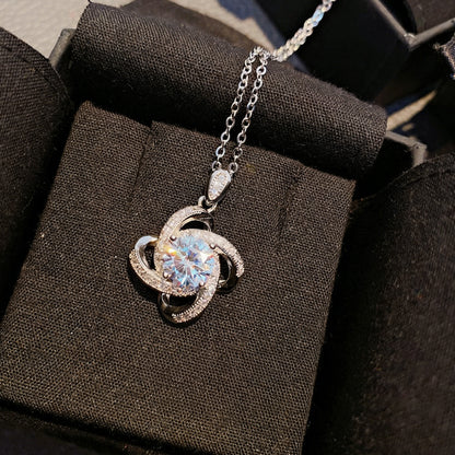 1 Ct Moissanite Knot Pendant Necklace S925 Silver Eternal Love Sparkle