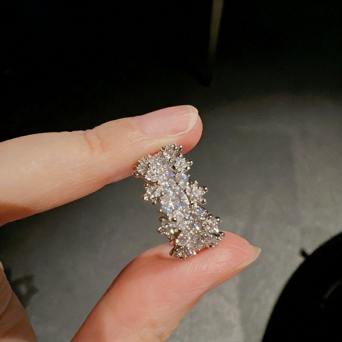 Irregular Open Ring with Sparkling Stars