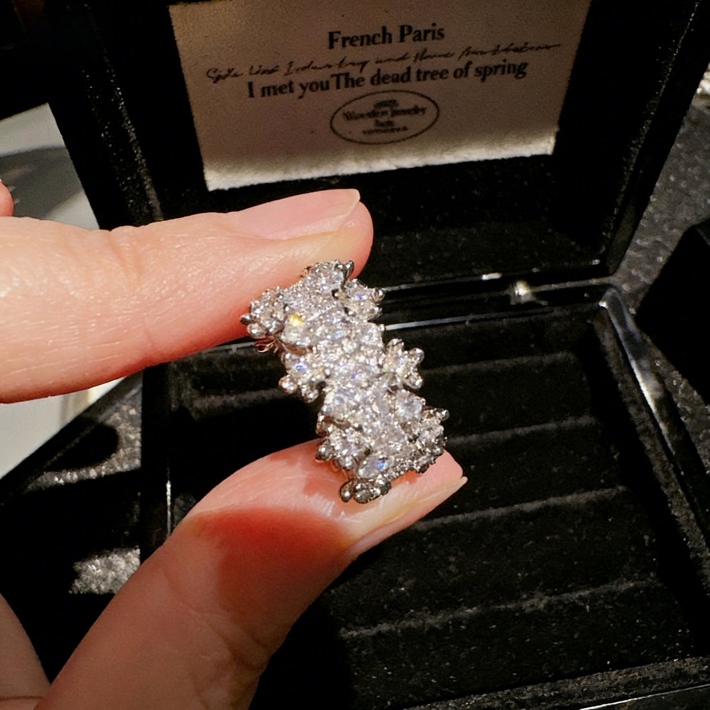 Irregular Open Ring with Sparkling Stars