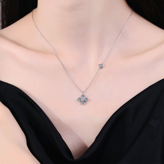 Minimalist S925 sterling silver necklace with a 1.2ct brilliant round-cut moissanite solitaire and GRA certification