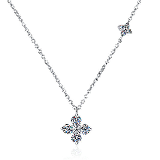 Minimalist S925 sterling silver necklace with a 1.2ct brilliant round-cut moissanite solitaire and GRA certification