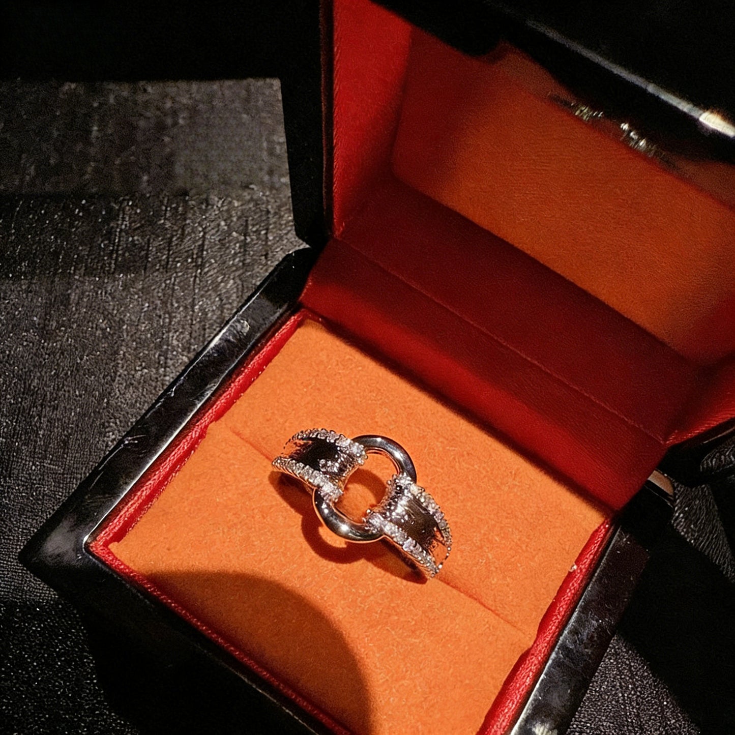 Brushed Horseshoe Buckle Ring