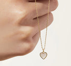 18k gold plated waterproof stainless steel jewelry white mother of pearl heart pendant cable chain necklace.