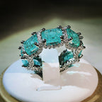 Luxurious 18K White Gold Plated Solid Band Ring featuring Multiple Rows of Shimmering Cubic Zirconia Pavé