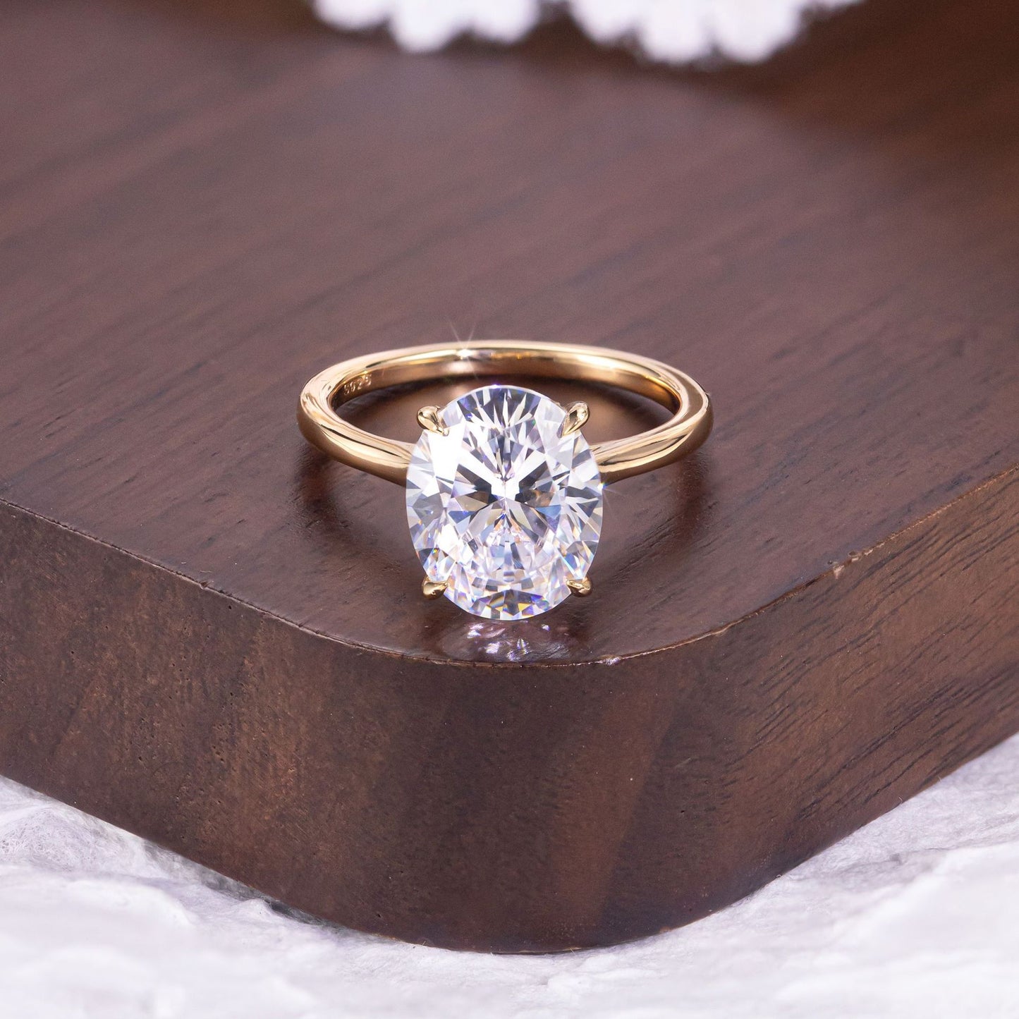 Oval Cut Moissanite Solitaire Ring available in 1ct 2ct 3ct 5ct 6ct 8ct in 18K Yellow Gold Plated S925 Silver Statement Piece
