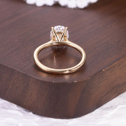 Oval Cut Moissanite Solitaire Ring available in 1ct 2ct 3ct 5ct 6ct 8ct in 18K Yellow Gold Plated S925 Silver Statement Piece