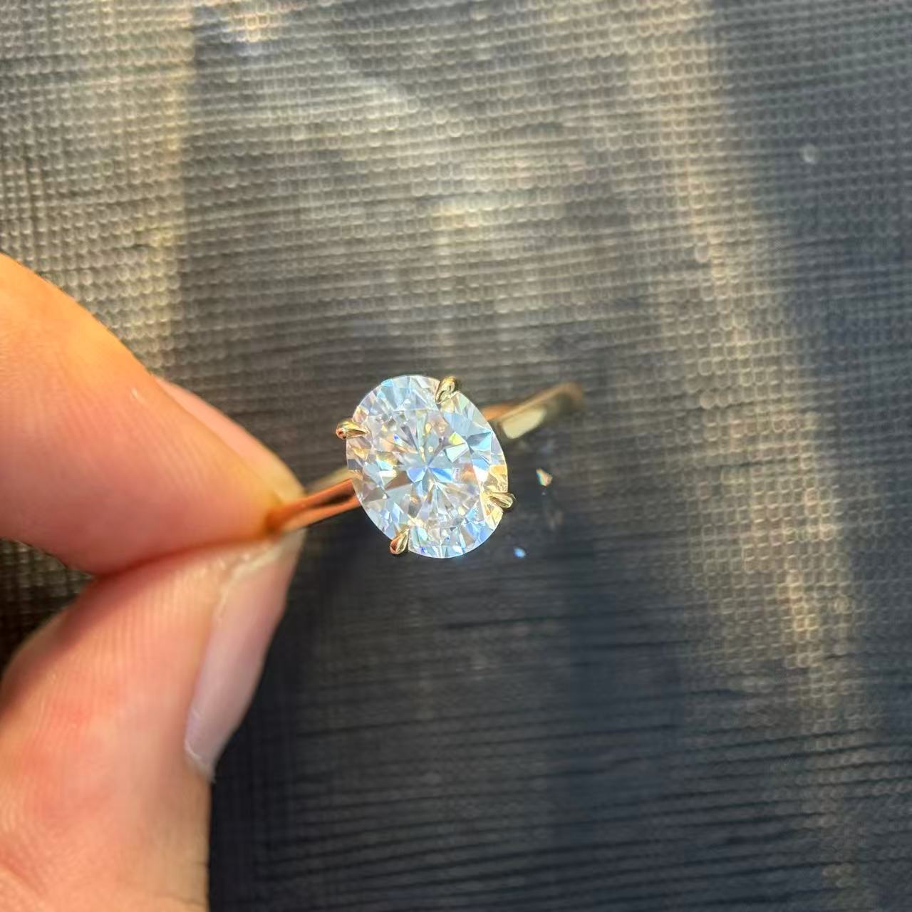 Oval Cut Moissanite Solitaire Ring available in 1ct 2ct 3ct 5ct 6ct 8ct in 18K Yellow Gold Plated S925 Silver Statement Piece