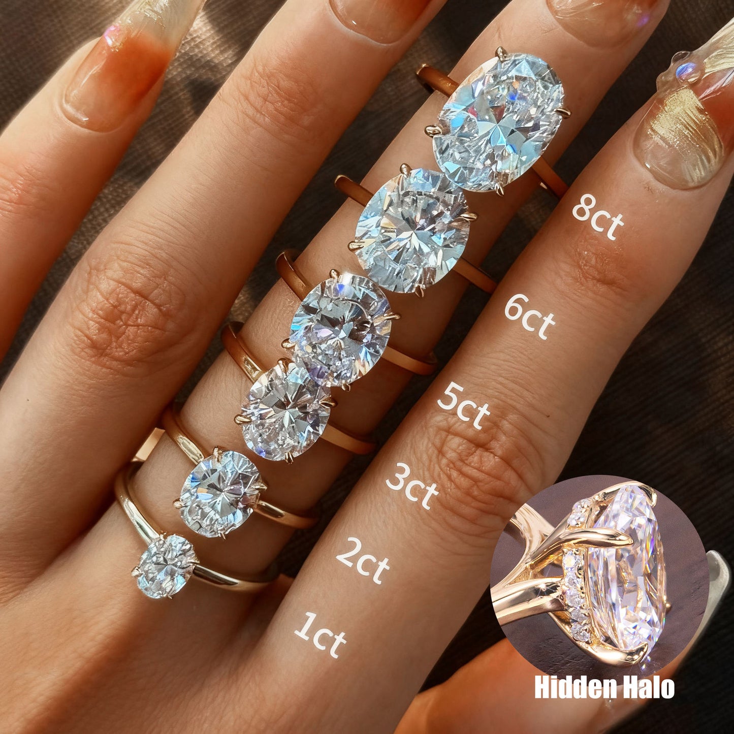 Oval Cut Moissanite Solitaire Ring available in 1ct 2ct 3ct 5ct 6ct 8ct in 18K Yellow Gold Plated S925 Silver Statement Piece