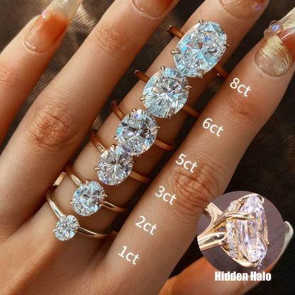 Oval Cut Moissanite Solitaire Ring available in 1ct 2ct 3ct 5ct 6ct 8ct in 18K Yellow Gold Plated S925 Silver Statement Piece