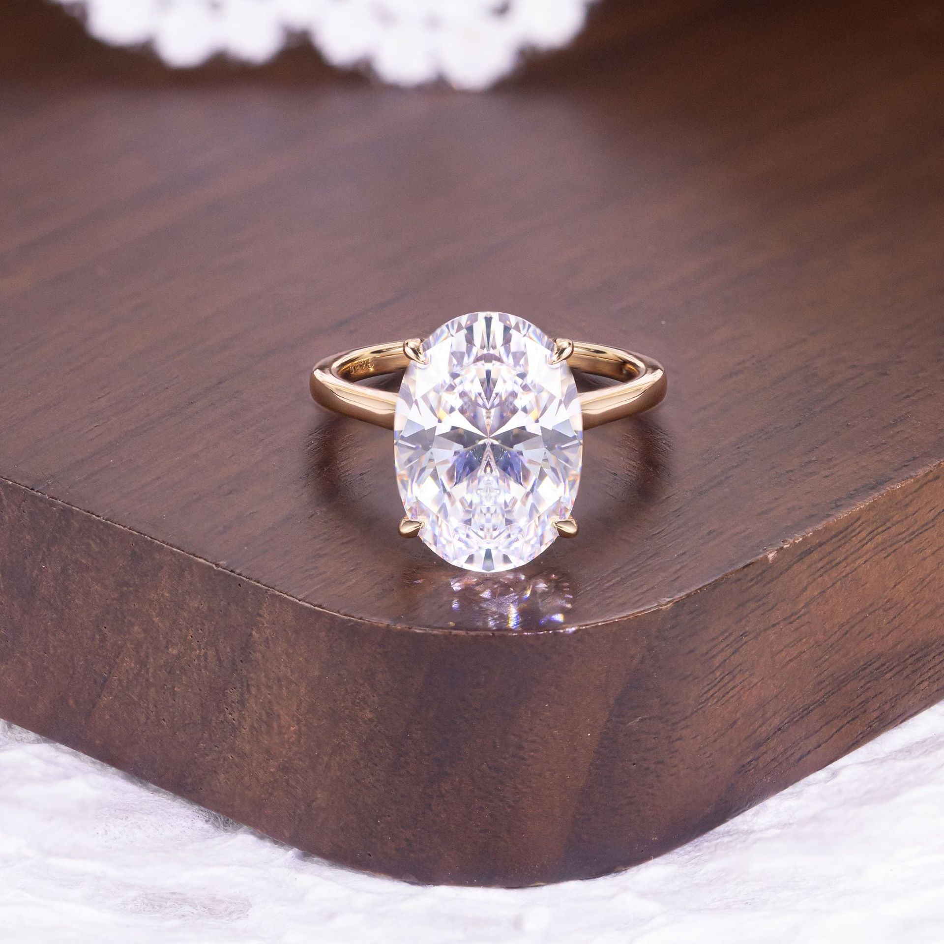 Oval Cut Moissanite Solitaire Ring available in 1ct 2ct 3ct 5ct 6ct 8ct in 18K Yellow Gold Plated S925 Silver Statement Piece