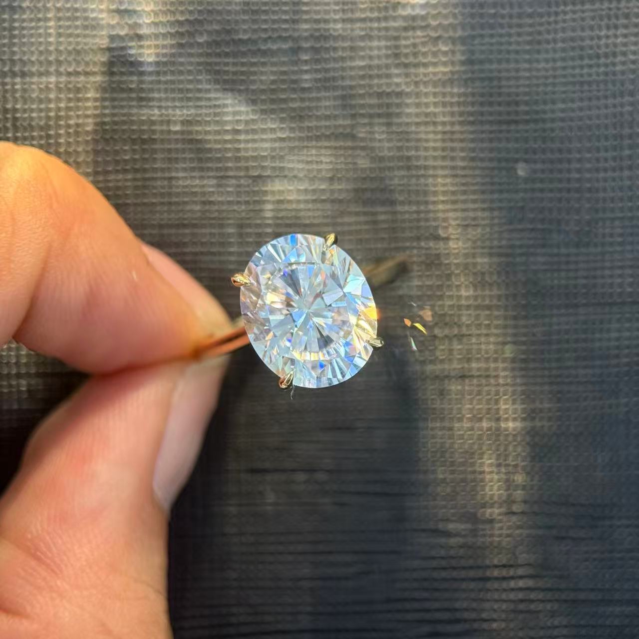 Oval Cut Moissanite Solitaire Ring available in 1ct 2ct 3ct 5ct 6ct 8ct in 18K Yellow Gold Plated S925 Silver Statement Piece