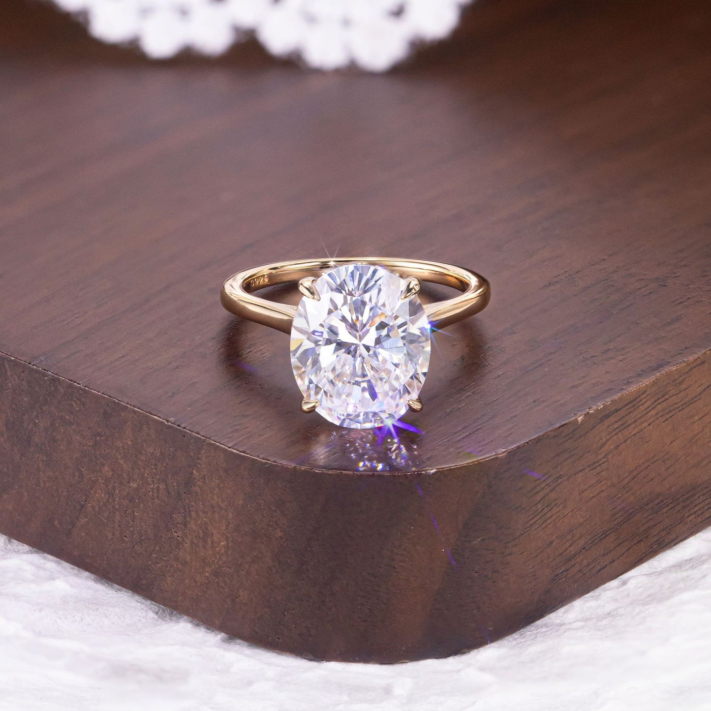 Oval Cut Moissanite Solitaire Ring available in 1ct 2ct 3ct 5ct 6ct 8ct in 18K Yellow Gold Plated S925 Silver Statement Piece