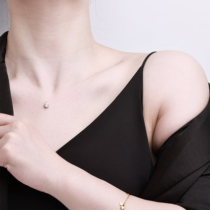 Minimalist 1ct moissanite floating solitaire necklace in S925 sterling silver with GRA certification for authentic brilliance