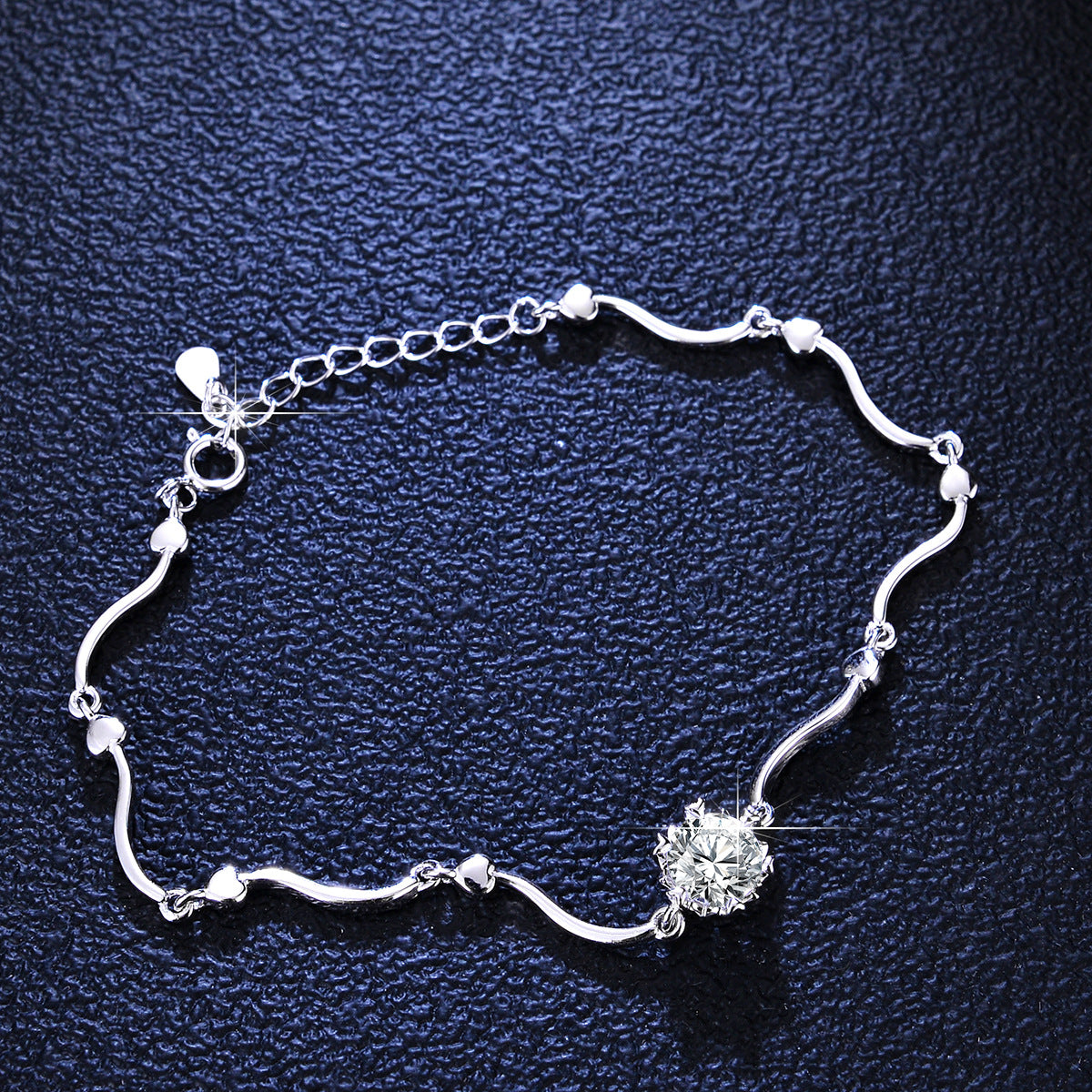 Classic silver bracelet featuring a brilliant 1ct moissanite stone in a secure six-prong solitaire setting