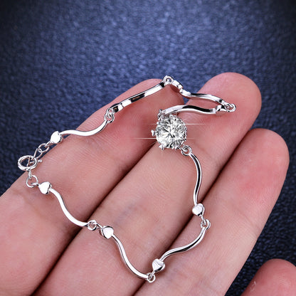 Classic silver bracelet featuring a brilliant 1ct moissanite stone in a secure six-prong solitaire setting