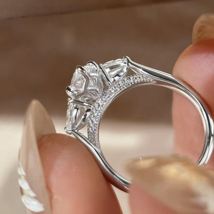 2 Carat Marquise Cut Zirconia Three Stone Ring in S925 Silver