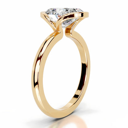 2 carat oval cut moissanite ring with a modern half-bezel setting in 18K gold plated S925 sterling silver