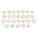 Pave cubic zirconia micro cz crystal 26 A to Z letters initial open cuff adjustable ring stainless steel jewelry in waterproof 18k gold plated finish.