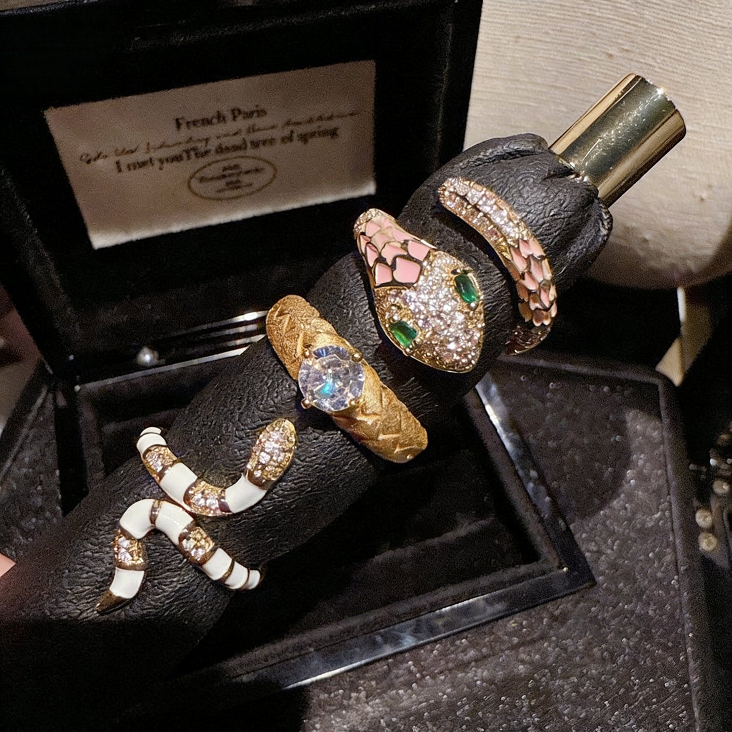 Spirit Snake Glazed Gemstone Ring