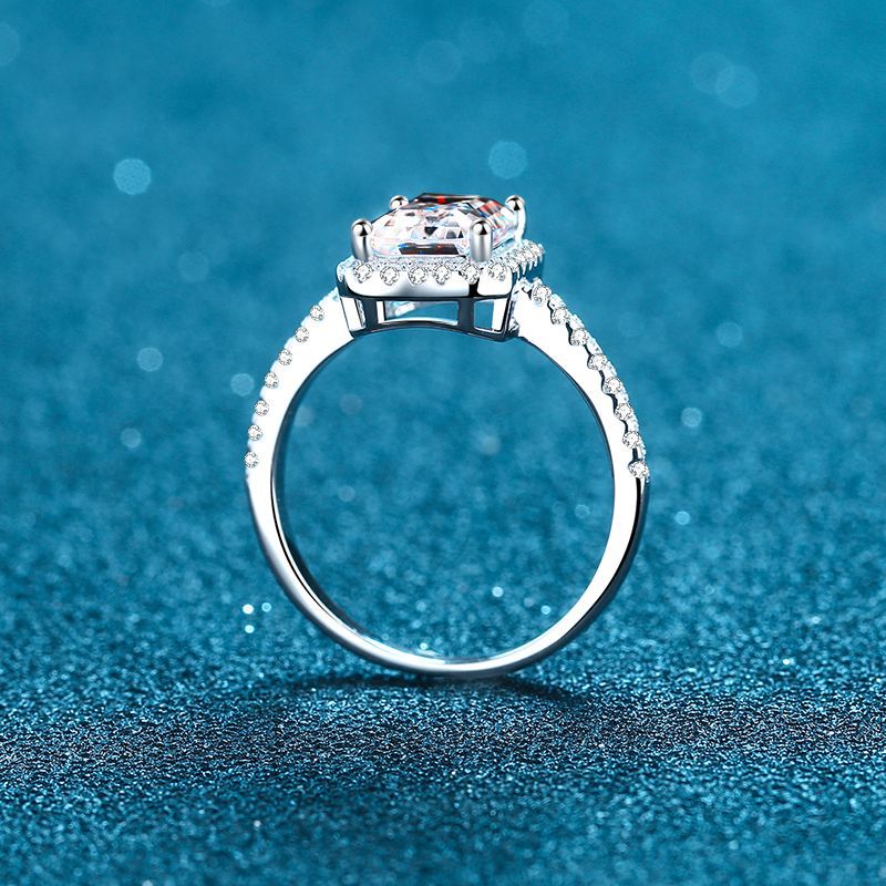 2 Carat Radiant Cut Moissanite Sugar Cube Ring with Micro-Pave S925 Band