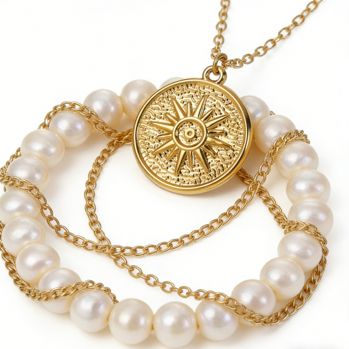 Vintage Sunburst Coin Pendant Necklace | Minimalist Layering Jewelry