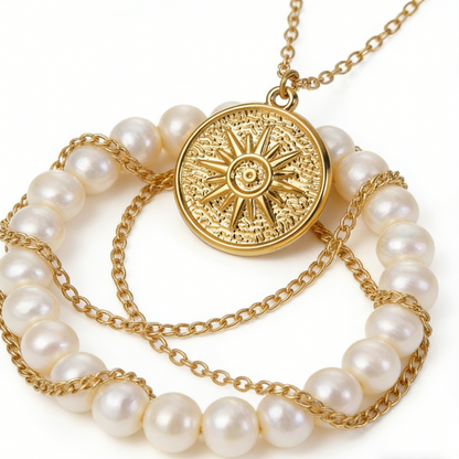 Vintage Sunburst Coin Pendant Necklace | Minimalist Layering Jewelry