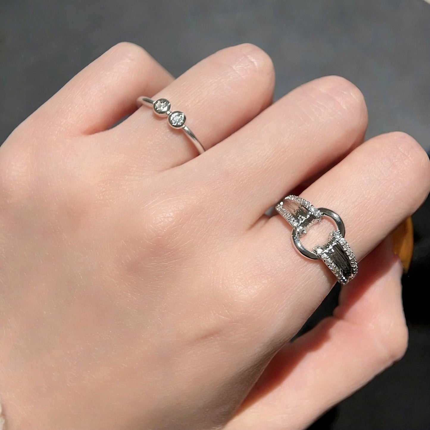 Brushed Horseshoe Buckle Ring