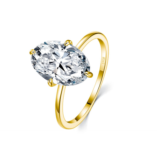 4.5 Carat Oval Cut Moissanite Solitaire Engagement Ring in 14K Gold