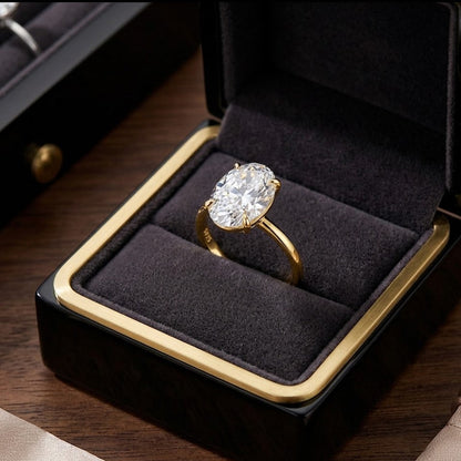 4.5 Carat Oval Cut Moissanite Solitaire Engagement Ring in 14K Gold