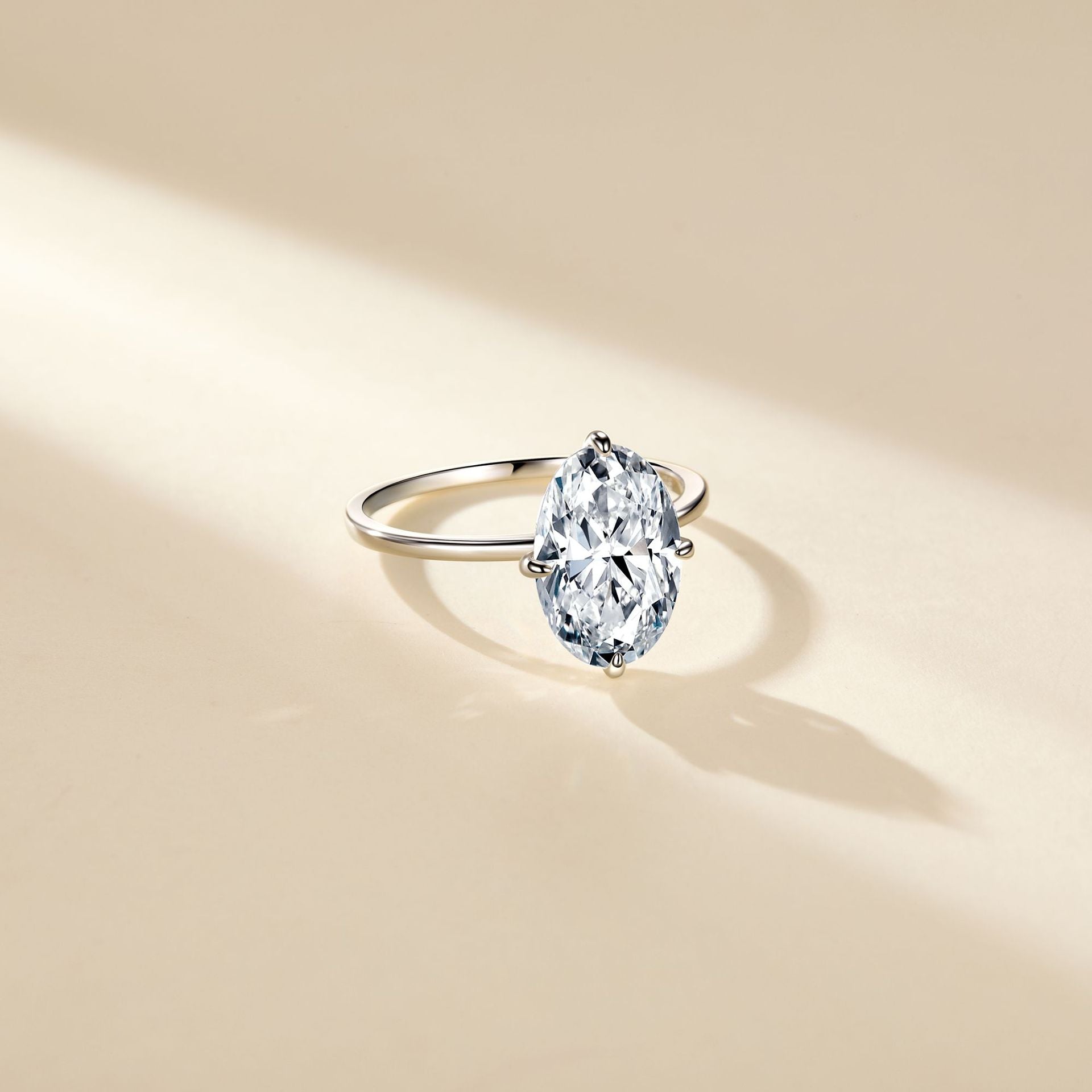 Large 4.5 Carat Oval Cut Moissanite Solitaire Ring in S925 Sterling Silver