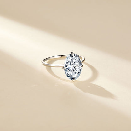 Large 4.5 Carat Oval Cut Moissanite Solitaire Ring in S925 Sterling Silver