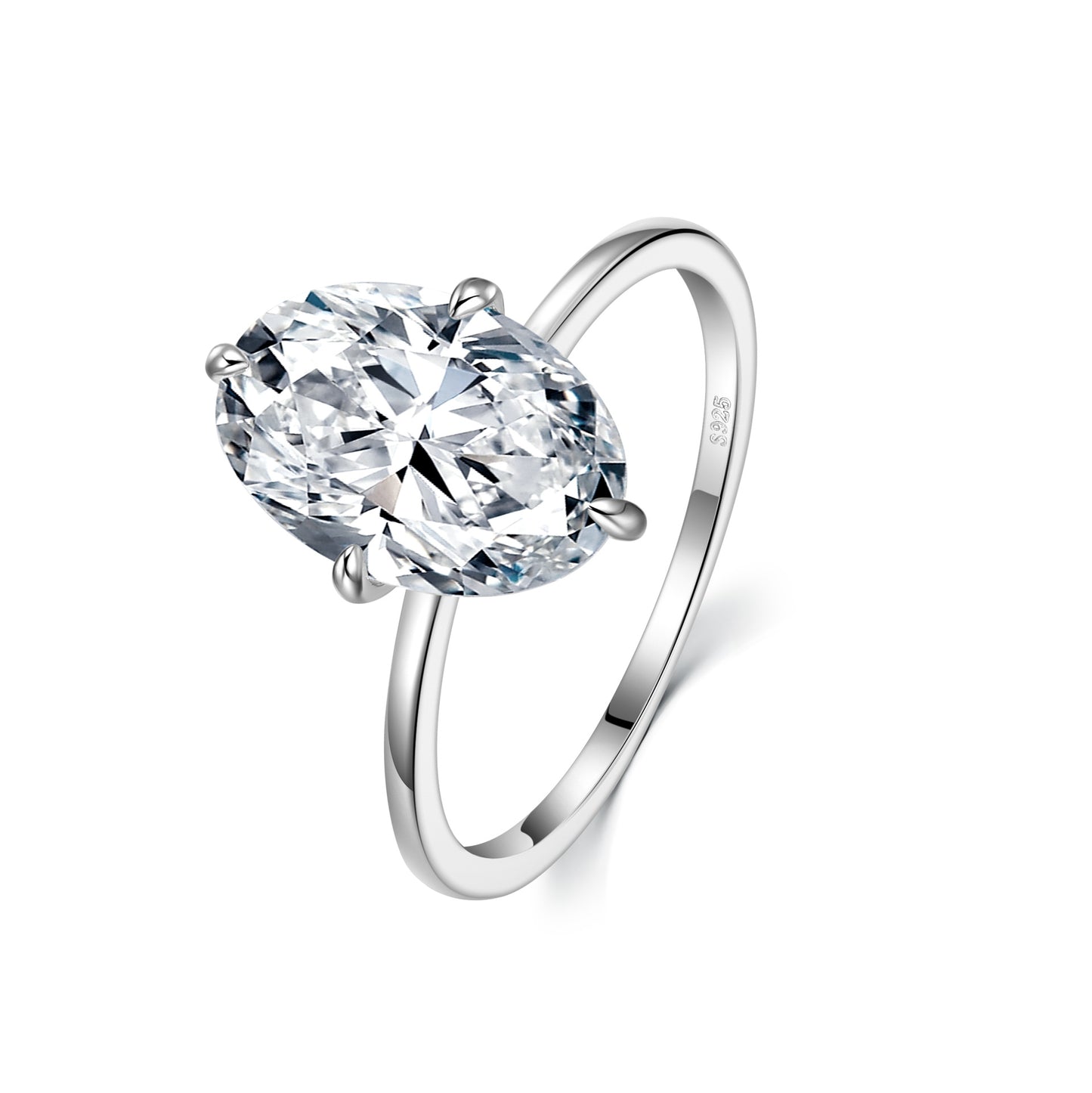 Large 4.5 Carat Oval Cut Moissanite Solitaire Ring in S925 Sterling Silver
