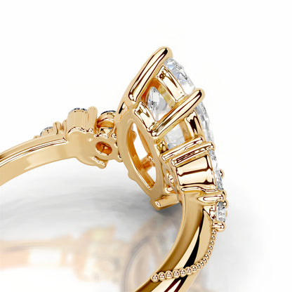 5 carat marquise cut moissanite solitaire ring with side stone accents in 18K gold plated silver