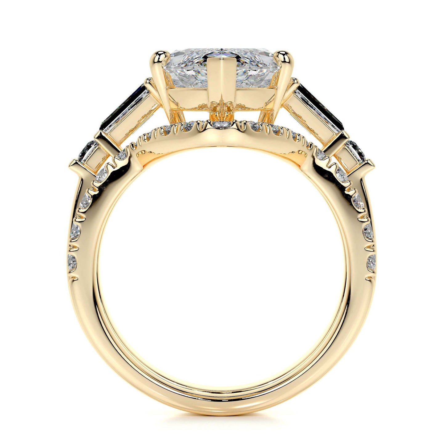 5 carat marquise cut moissanite bridal set with stackable curved band in 18K gold plated silver