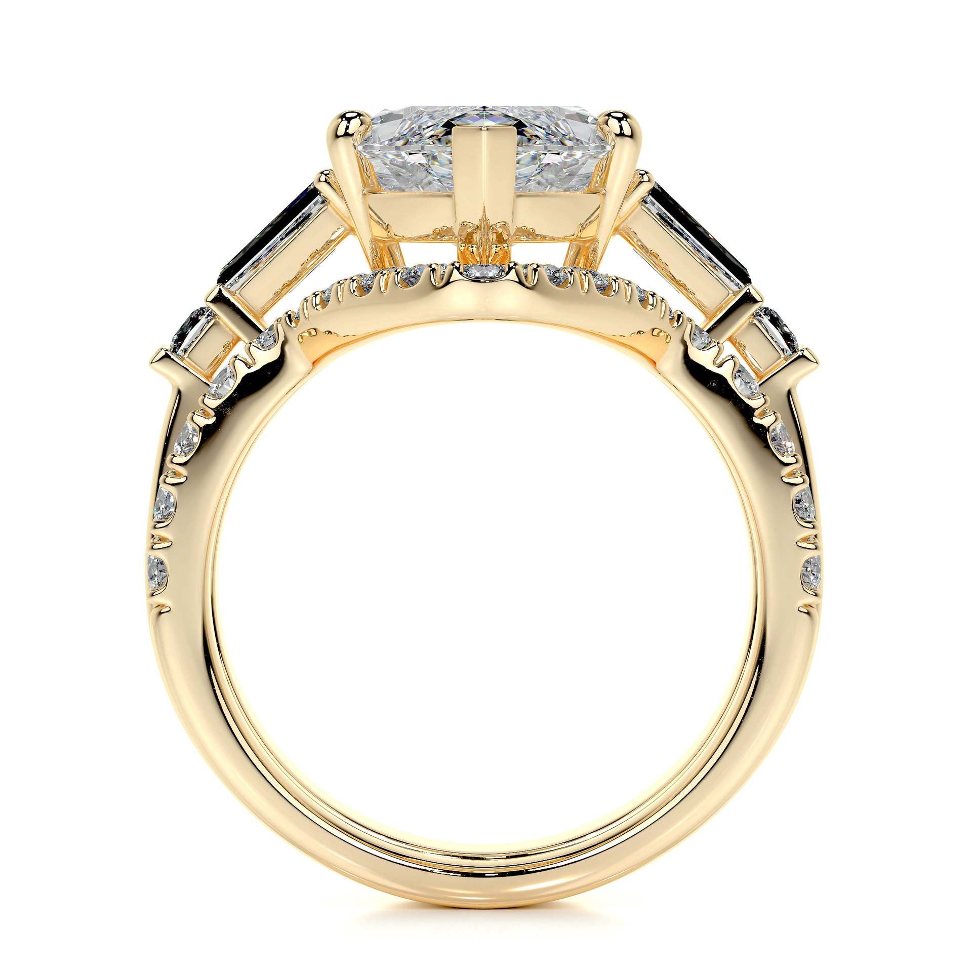 5 carat marquise cut moissanite bridal set with stackable curved band in 18K gold plated silver