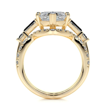 5 carat marquise cut moissanite bridal set with stackable curved band in 18K gold plated silver