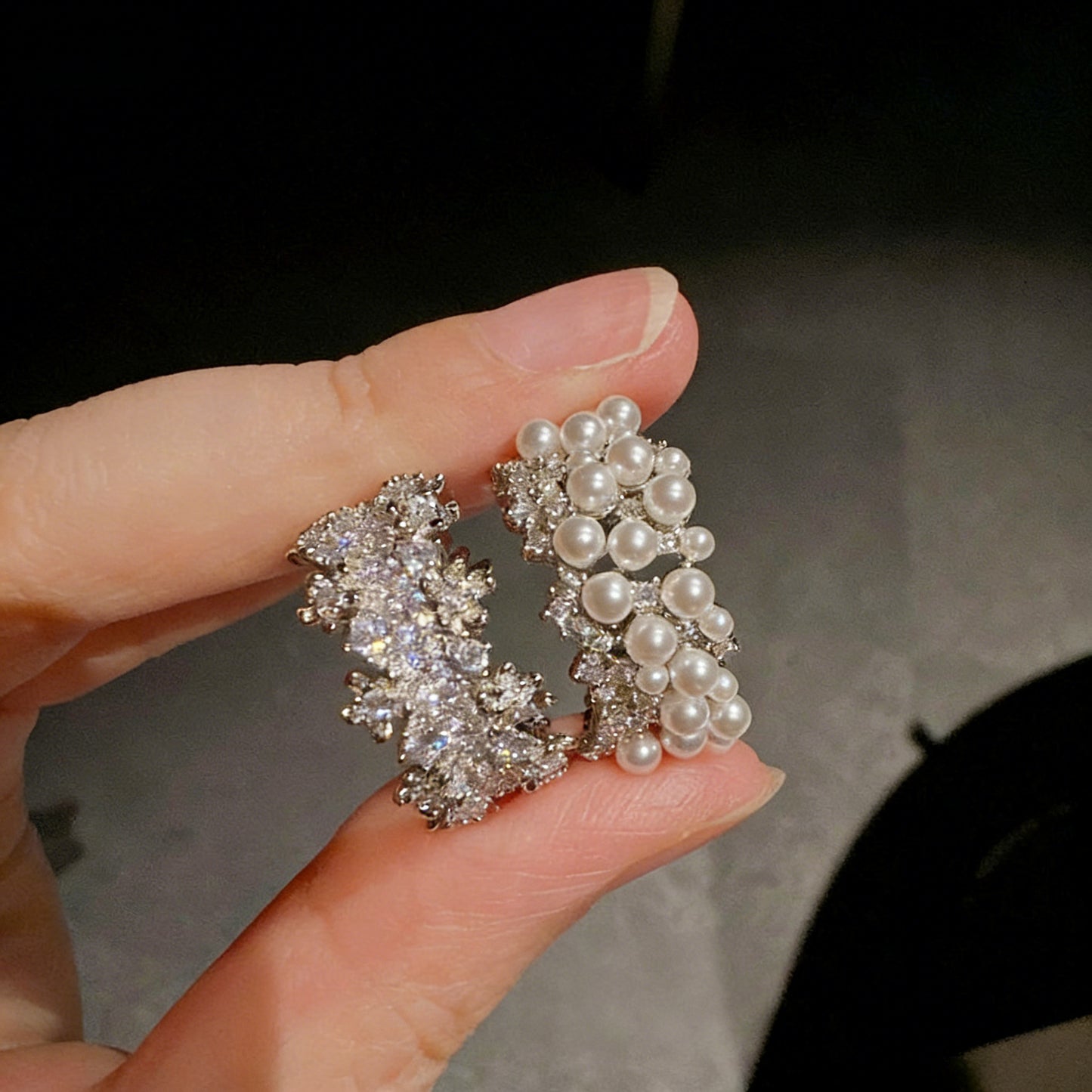 Irregular Open Ring with Sparkling Stars