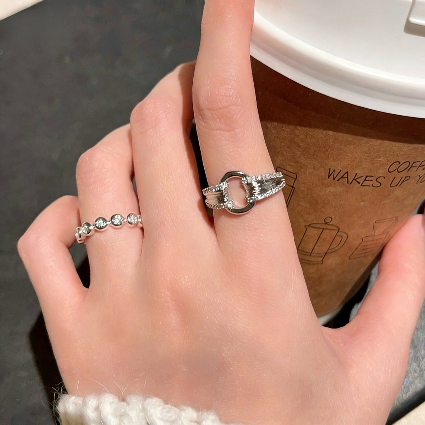 Brushed Horseshoe Buckle Ring