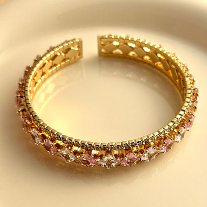 Pink Zircon Geometric Round Pull-Out Bracelet