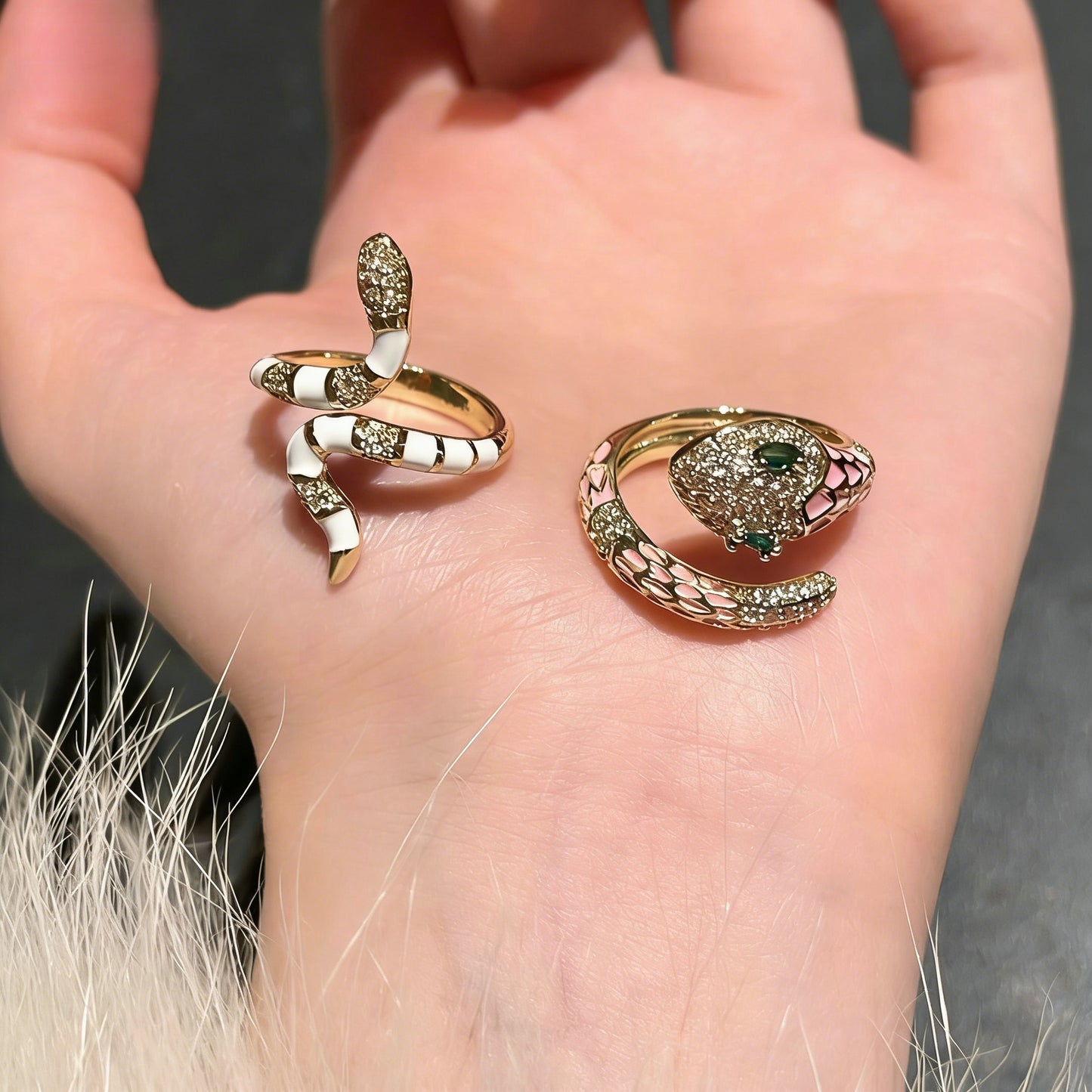 Spirit Snake Glazed Gemstone Ring