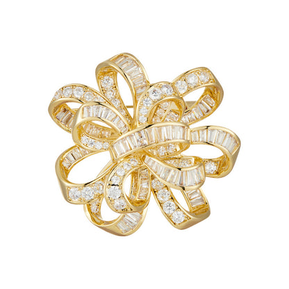 Luxury 3D Bow Zirconia Knot Brooch – Timeless Elegant Sparkle