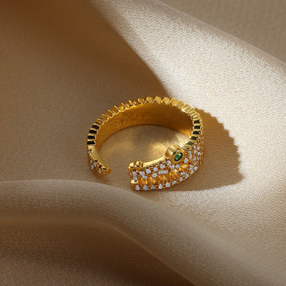 Crocodile Zircon Open Stackable Ring – Fashionable Statement Band