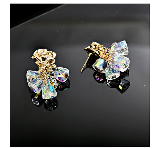 Dainty S925 Silver Rose Bloom Jingle Bell Earrings